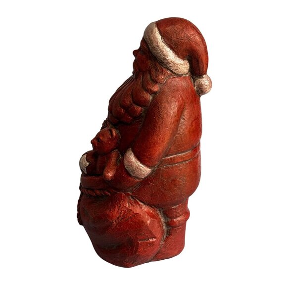 Isabel Bloom Santa Claus Concrete Sculpture 8.5" Red Folk Art Holiday Décor - Picture 5 of 6